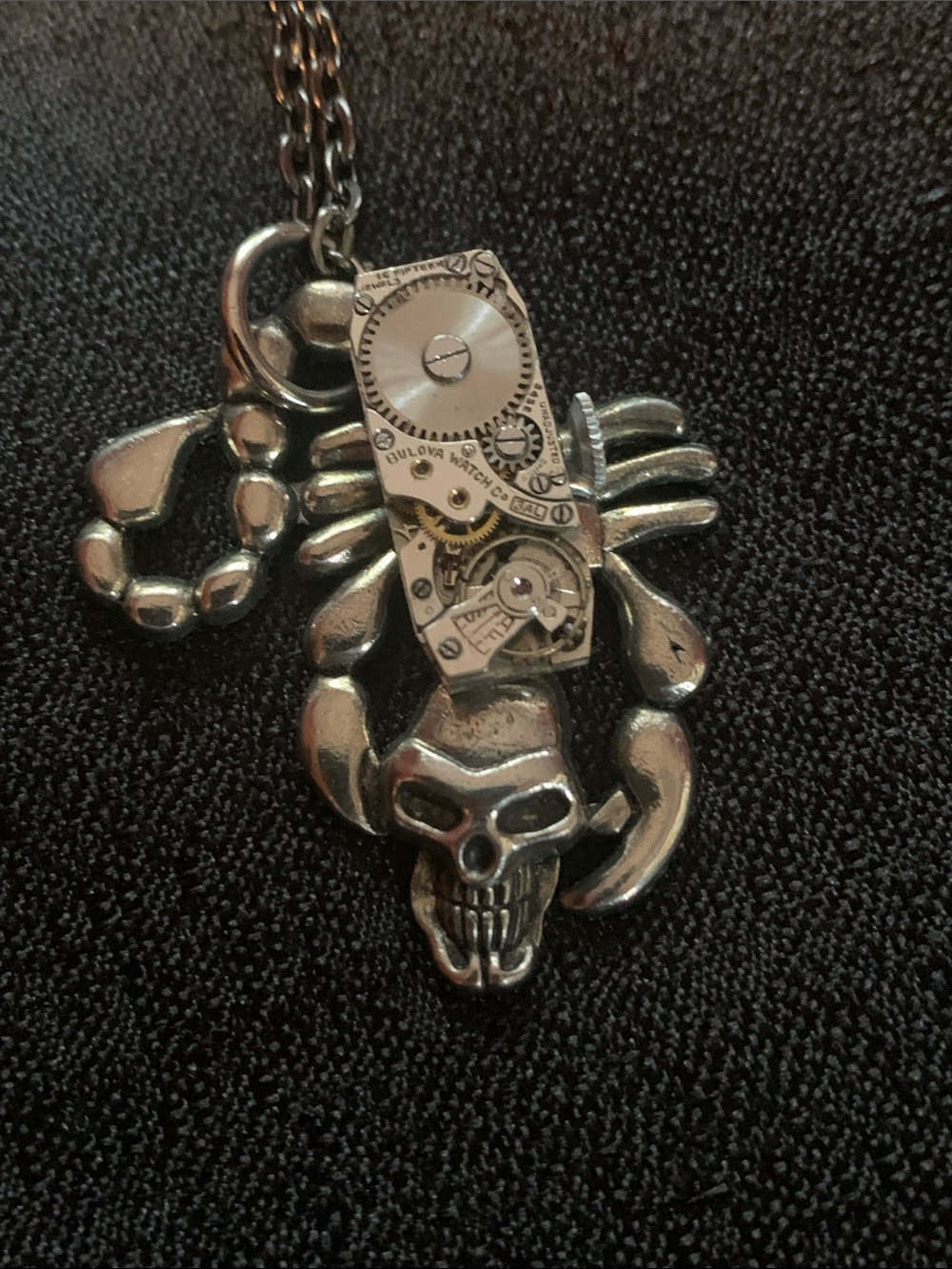Steampunk Scorpion acro gears skull necklace